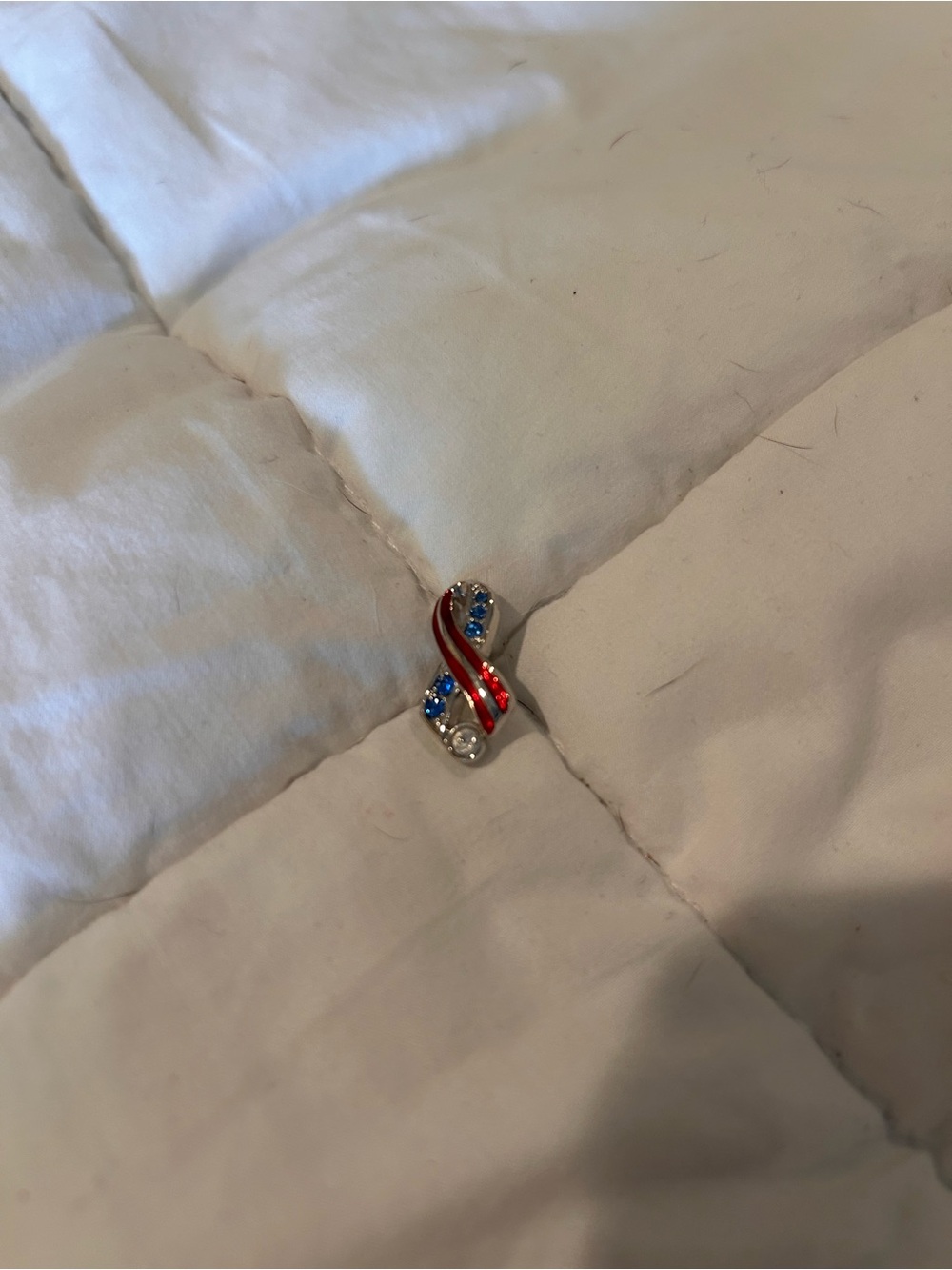 Swarovski Crystal Patriotic Ribbon Pin
